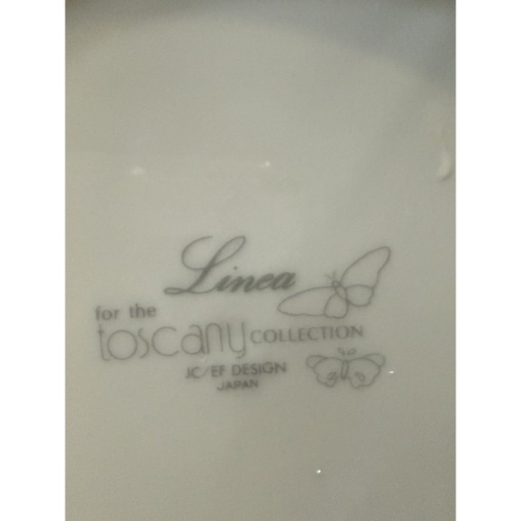 Vtg Linea Custom Painted Plates Porcelain Floral Butterflies Set Of Two 7.75" - Picture 10 of 11